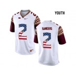 2016 US Flag Fashion-2016 Youth Florida State Seminoles Deion Sanders #2 College Football Limited Jersey - White