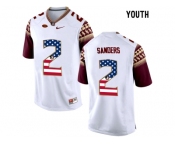 2016 US Flag Fashion-2016 Youth Florida State Seminoles Deion Sanders #2 College Football Limited Jersey - White