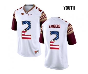 2016 US Flag Fashion-2016 Youth Florida State Seminoles Deion Sanders #2 College Football Limited Jersey - White