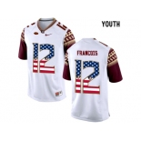 2016 US Flag Fashion-2016 Youth Florida State Seminoles Deondre Francois #12 College Football Jersey - White