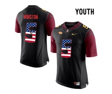 2016 US Flag Fashion-2016 Youth Florida State Seminoles Jameis Winston #5 College Football Limited Jersey - Black