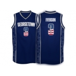 2016 US Flag Fashion Allen Iverson #3 Georgetown Hoyas 1996 Throwback Retro Jersey - Navy Blue