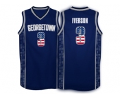 2016 US Flag Fashion Allen Iverson #3 Georgetown Hoyas 1996 Throwback Retro Jersey - Navy Blue