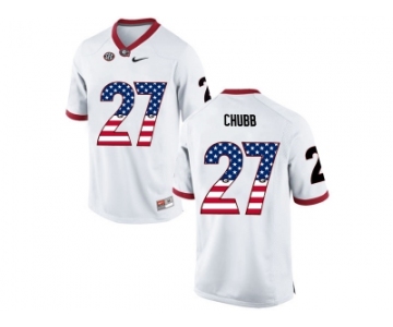 2016 US Flag Fashion-Men's Georgia Bulldogs Nick Chubb #27 College Football Limited Jerseys - White