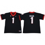 Bulldogs #1 Justin Fields Black Limited Stitched NCAA Jersey