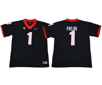 Bulldogs #1 Justin Fields Black Limited Stitched NCAA Jersey