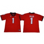 Bulldogs #1 Justin Fields Red Limited Stitched NCAA Jersey