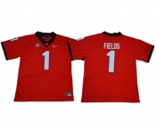 Bulldogs #1 Justin Fields Red Limited Stitched NCAA Jersey