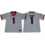 Bulldogs #1 Justin Fields White Limited Stitched NCAA Jersey