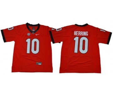 Bulldogs #10 Malik Herring Red Limited Stitched NCAA Jersey