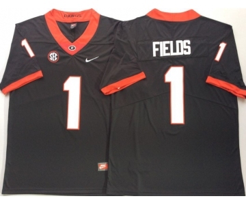 Georgia Bulldogs #1 Justin Fields Black Nike College Football Jersey