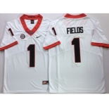 Georgia Bulldogs #1 Justin Fields White Nike College Football Jersey