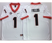 Georgia Bulldogs #1 Justin Fields White Nike College Football Jersey