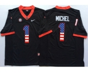 Georgia Bulldogs #1 Sony Michel Black USA Flag College Jersey