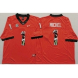 Georgia Bulldogs #1 Sony Michel Red Player Fashion Stitched NCAA Jersey