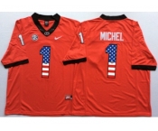 Georgia Bulldogs #1 Sony Michel Red USA Flag College Jersey