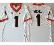 Georgia Bulldogs #1 Sony Michel White College Football Jersey