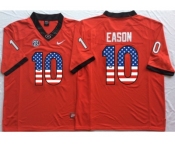 Georgia Bulldogs #10 Jacob Eason Red USA Flag College Jersey