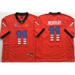 Georgia Bulldogs #11 Aaron Murray Red USA Flag College Jersey