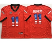 Georgia Bulldogs #11 Aaron Murray Red USA Flag College Jersey