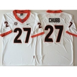 Georgia Bulldogs #27 Nick Chubb White College Football Jersey