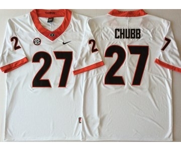 Georgia Bulldogs #27 Nick Chubb White College Football Jersey