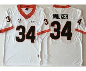 Georgia Bulldogs #34 Herchel Walker White College Football Jersey