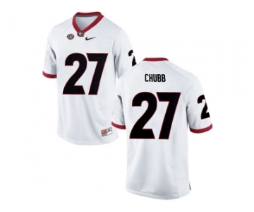 Men's Georgia Bulldogs Nick Chubb #27 College Football Limited Jerseys - White