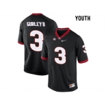 Youth Georgia Bulldogs Todd Gurley II #3 College Football Limited Jerseys - Black