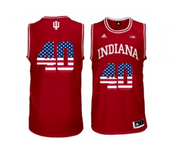 2016 US Flag Fashion Men's Indiana Hoosiers Cody Zeller #40 Big 10 Patch College Basketball Authentic Jerseys - Cardinal