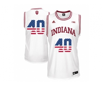 2016 US Flag Fashion Men's Indiana Hoosiers Cody Zeller #40 Big 10 Patch College Basketball Authentic Jerseys - White