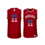 2016 US Flag Fashion Men's Indiana Hoosiers Isiah Thomas #11 Big 10 Patch College Basketball Authentic Jerseys - Red