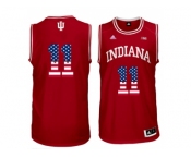 2016 US Flag Fashion Men's Indiana Hoosiers Isiah Thomas #11 Big 10 Patch College Basketball Authentic Jerseys - Red