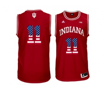 2016 US Flag Fashion Men's Indiana Hoosiers Isiah Thomas #11 Big 10 Patch College Basketball Authentic Jerseys - Red