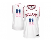 2016 US Flag Fashion Men's Indiana Hoosiers Isiah Thomas #11 Big 10 Patch College Basketball Authentic Jerseys - White