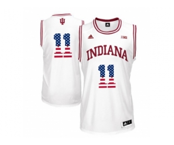 2016 US Flag Fashion Men's Indiana Hoosiers Isiah Thomas #11 Big 10 Patch College Basketball Authentic Jerseys - White