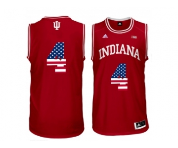 2016 US Flag Fashion Men's Indiana Hoosiers Victor Oladipo #4 Big 10 Patch College Basketball Authentic Jerseys - Red