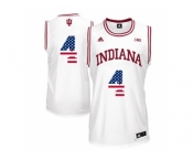 2016 US Flag Fashion Men's Indiana Hoosiers Victor Oladipo #4 Big 10 Patch College Basketball Authentic Jerseys - White