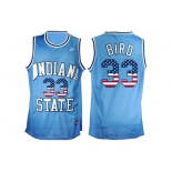 2016 US Flag Fashion Indiana State Sycamores Larry Bird #33 College Basketball Hardwood Legends Jersey - Blue