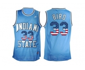 2016 US Flag Fashion Indiana State Sycamores Larry Bird #33 College Basketball Hardwood Legends Jersey - Blue