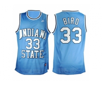 Indiana State Sycamores Larry Bird #33 College Basketball Hardwood Legends Jersey - Blue