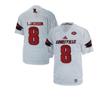 2016 Men's Louisville Cardinals Lamar Johnson 8 College Football Authentic Jersey - White