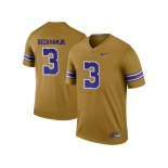 2016 Men's LSU Tigers Odell Beckham Jr. #3 College Football Limited Throwback Legand Jersey - Gridiron Gold