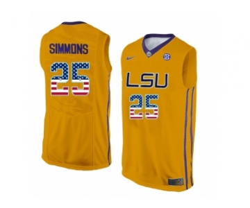 2016 US Flag Fashion Men's LSU Tigers Ben Simmons #25 College Basketball Elite Jersey - Gold