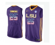 2016 US Flag Fashion Men's LSU Tigers Ben Simmons #25 College Basketball Elite Jersey - Purple