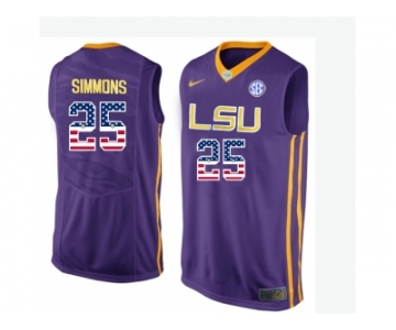 2016 US Flag Fashion Men's LSU Tigers Ben Simmons #25 College Basketball Elite Jersey - Purple