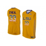 2016 US Flag Fashion Men's LSU Tigers Shaquille O'Neal #33 College Basketball Elite Jersey - Gold