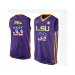 2016 US Flag Fashion Men's LSU Tigers Shaquille O'Neal #33 College Basketball Elite Jersey - Purple