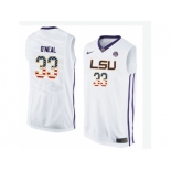 2016 US Flag Fashion Men's LSU Tigers Shaquille O'Neal #33 College Basketball Elite Jersey - White