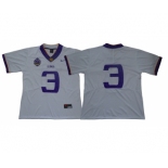 LSU Tigers #3 White 125 Sesons Nike College Football Jersey